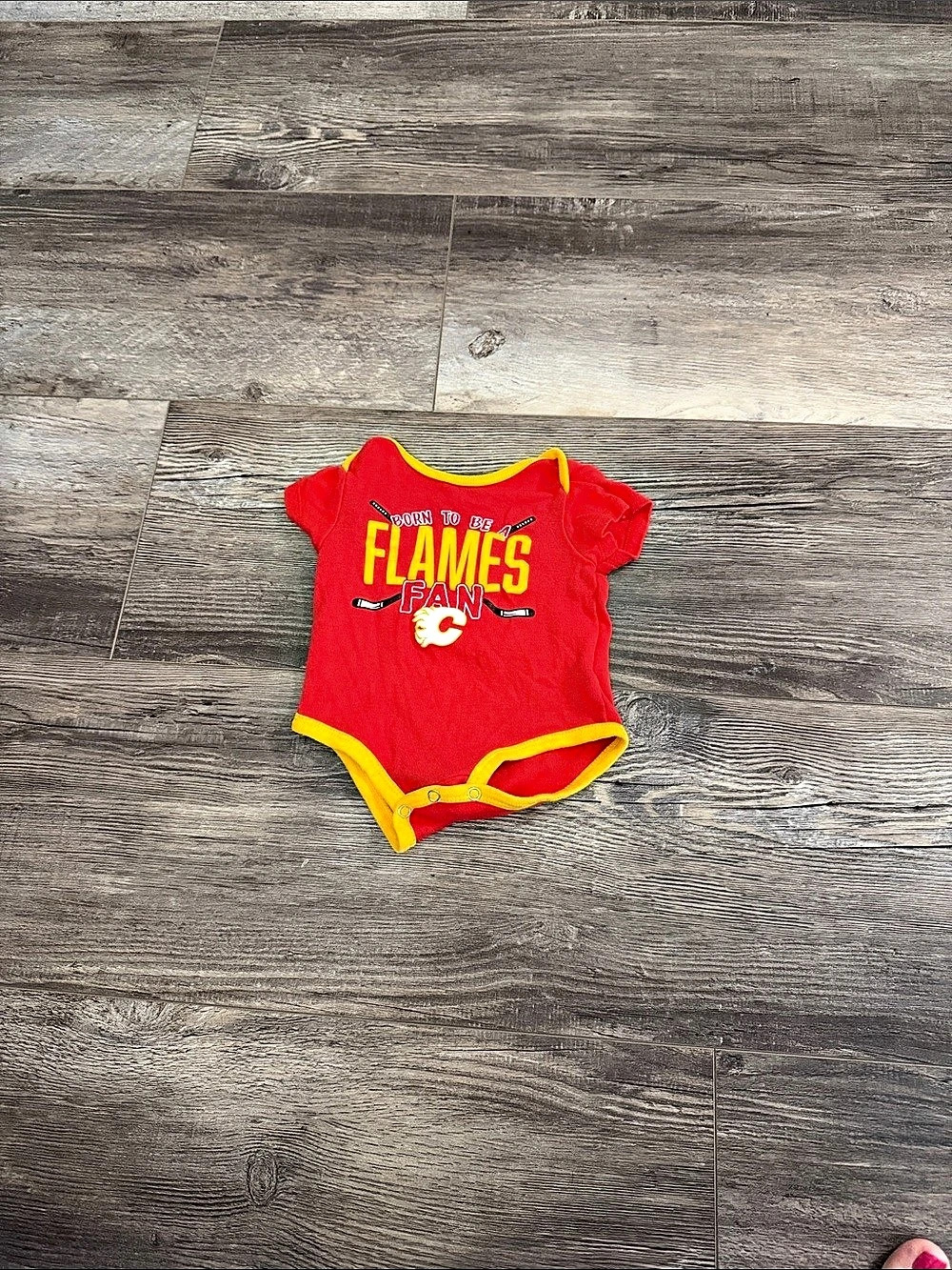 NHL Baby Hockey Bodysuit Red Yellow Size 3/6M Like New